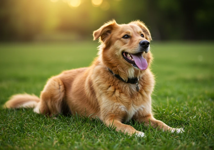 Chien en bonne santé avec un pelage brillant grâce à Canimalt